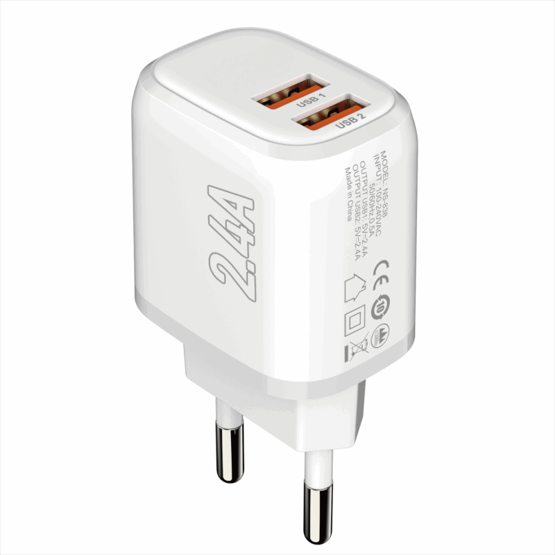 YLC 2.1A USB A Dual Ports Charger Adapter-US/UK/EU/IN Plug